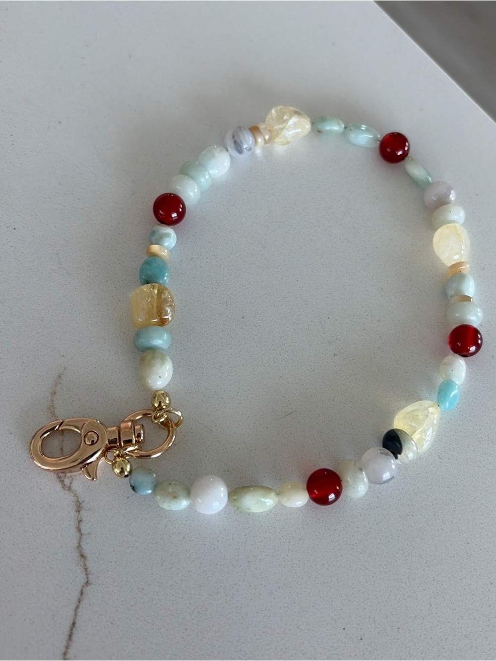 Gemstone Beaded Keychain Phone Charm Bag Charm Purse Clip Handmade